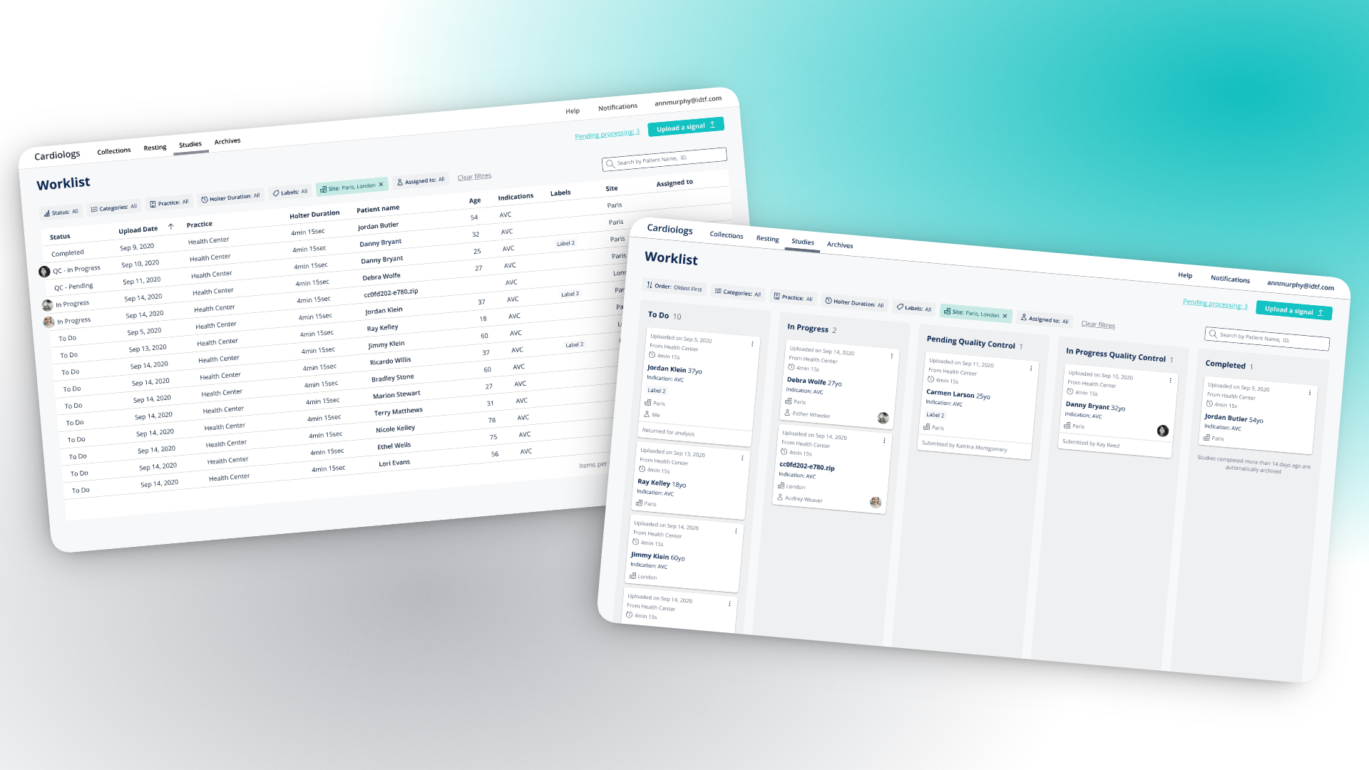 Side-by-side comparison of the table view and the improved column view presented to the prospect