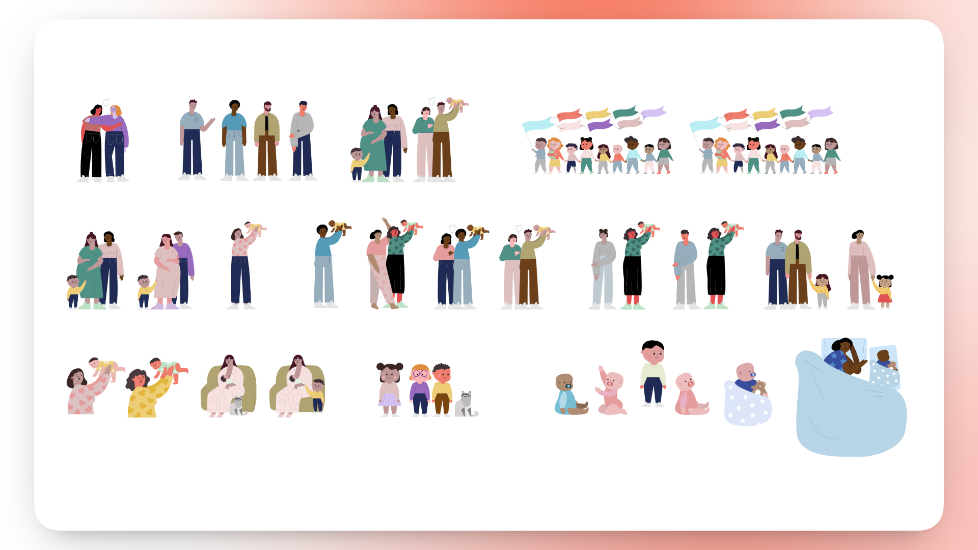 The old static illustration style — realistic, non-inclusive, expensive to maintain