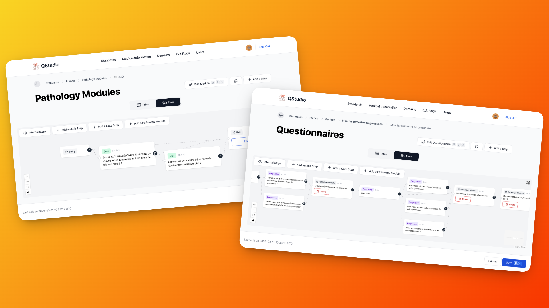 Overview of the Heloa QStudio platform — visual questionnaire builder with flow editor and pathology modules